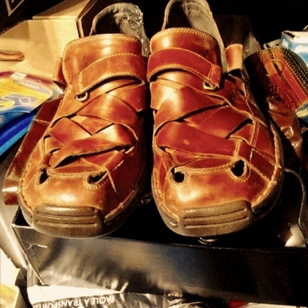Timberland Men's Brown Leather Sandals Vintage